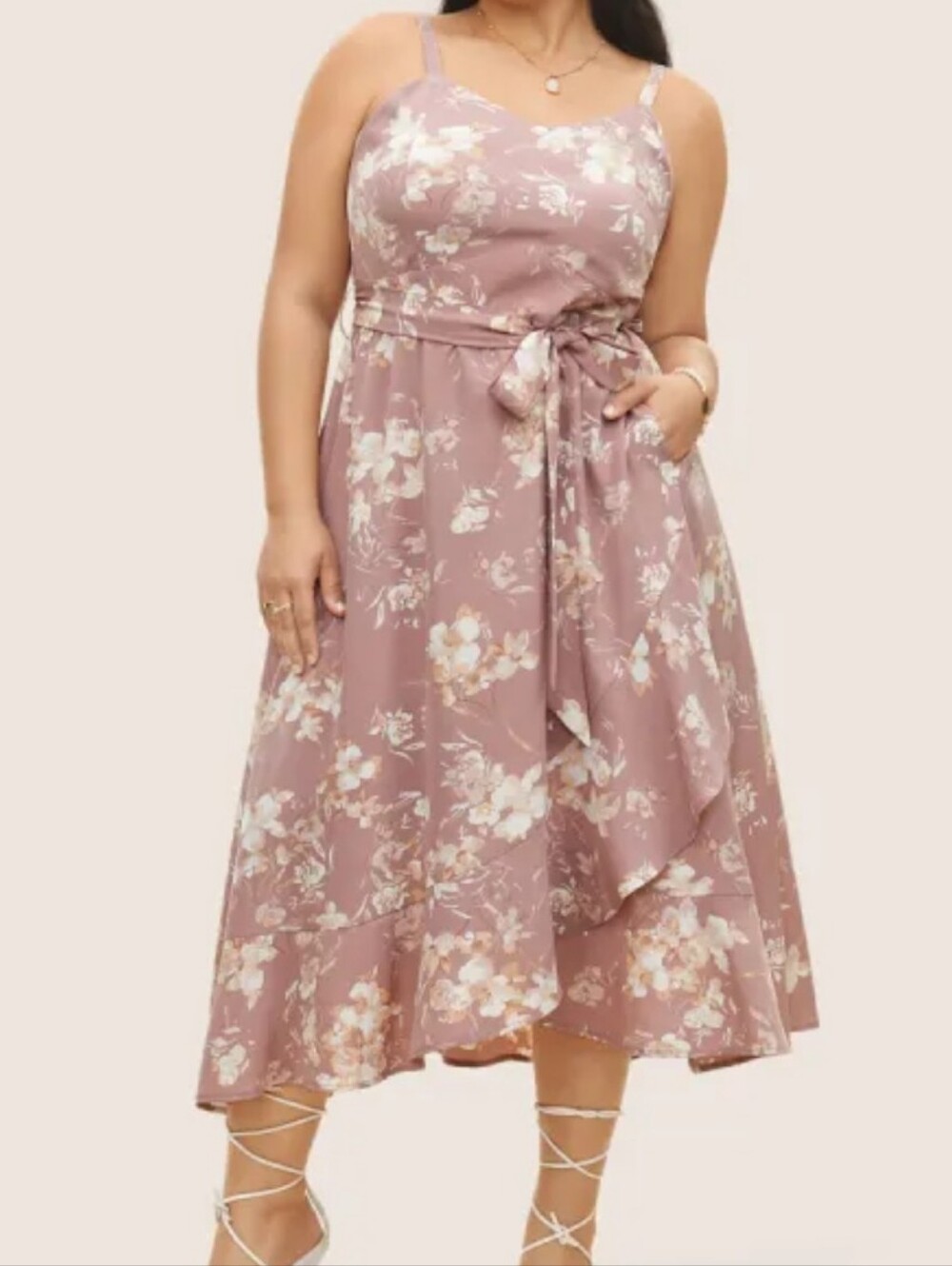 Plus Size Mauve/Floral Midi Dress NWT